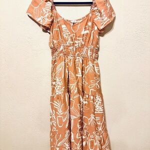 Blu Pepper Terracotta Floral Maxi Dress size Med EUC